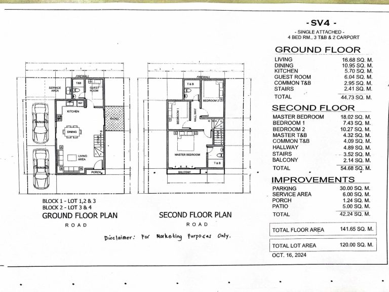 FLOOR PLAN SV4-B1L1,2,3 & B2L3&4